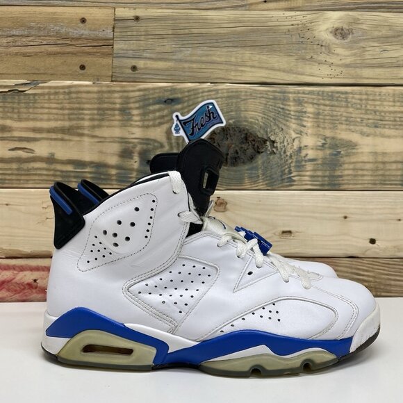 Nike Air Jordan 6 Retro Sports Casual Sneakers Men's Size 8 White Blue - Picture 5 of 12